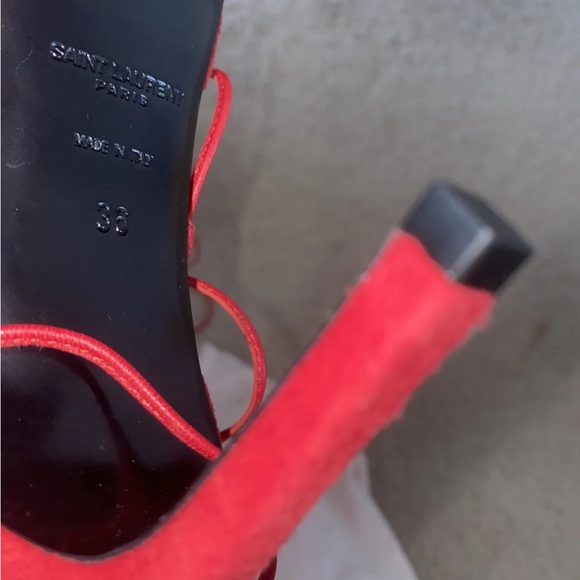 Saint Laurent sandals high heels red suede size 36 - Picture 8 of 10